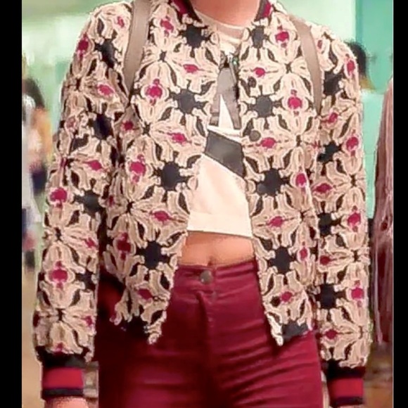 NWOT Patterned Textured Bomber Jacket Size 2 - Picture 3 of 11